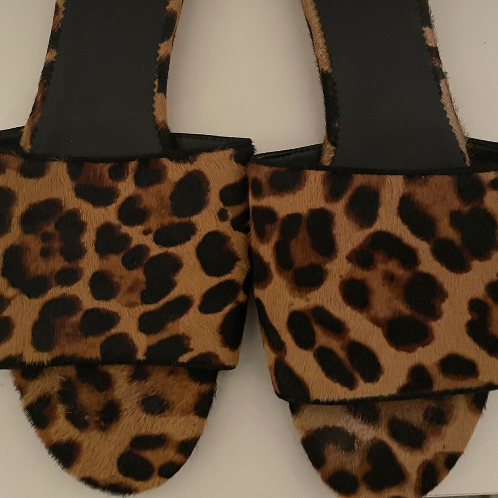 J Crew leapord print flat slides